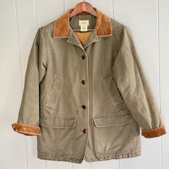 Vtg LL Bean Field Coat Barn Jacket Corduroy Collar M Fisherman Chore Coat OWY28 - Picture 2 of 13